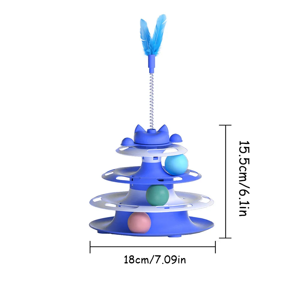 Cat Toys for Self-Entertainment: Interactive Turntable, Teaser Wand, Balls - Anti-Boredom for Kittens & Adult Cats,